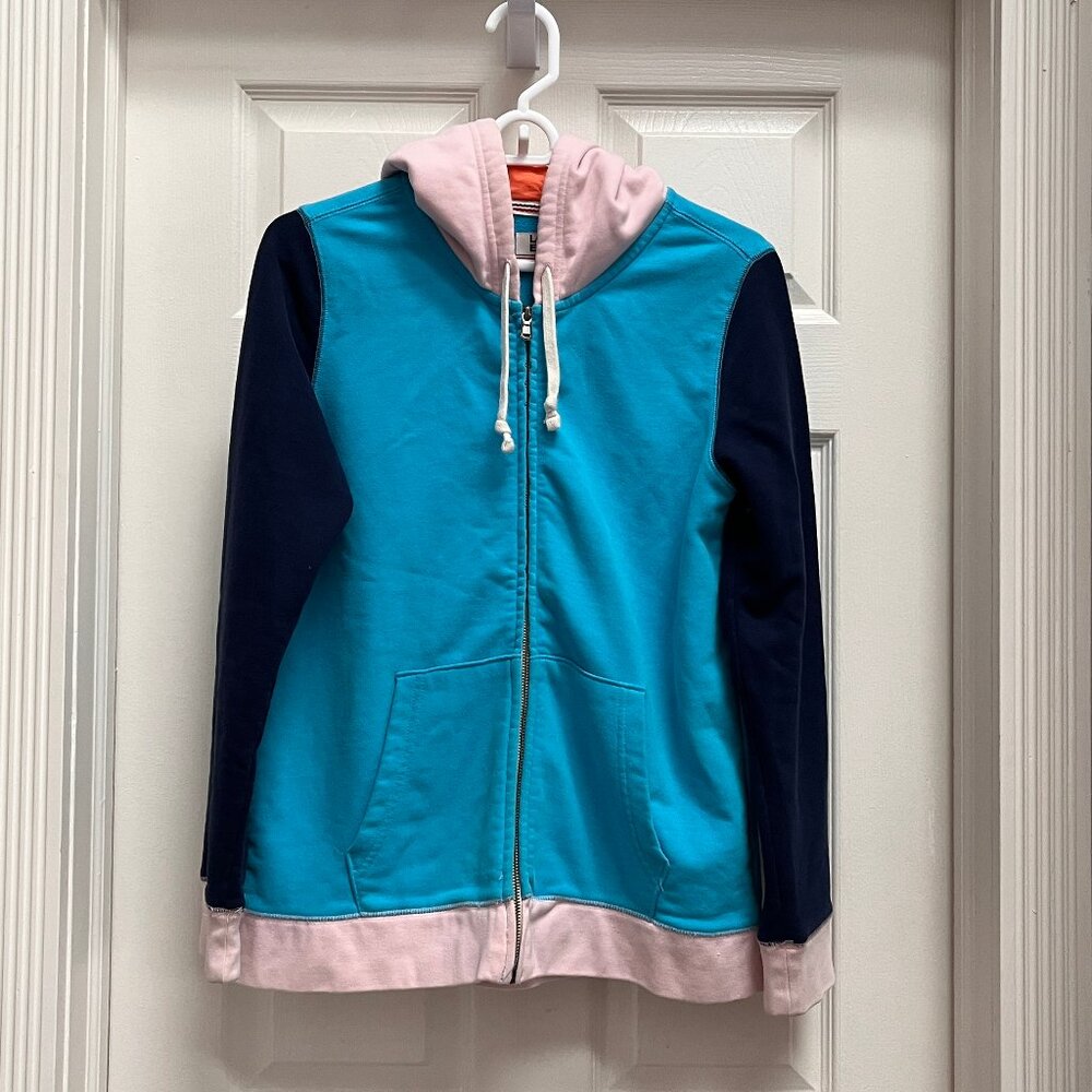 Land's End (19.5β across) Colorblock Sweatshirt Full-Zip Hoodie